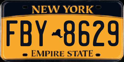 NY license plate FBY8629