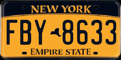 NY license plate FBY8633