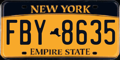 NY license plate FBY8635