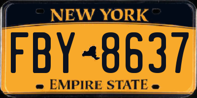 NY license plate FBY8637