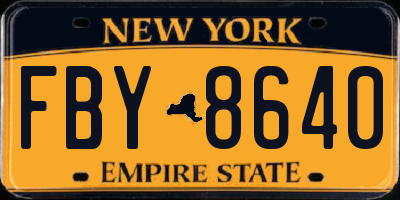 NY license plate FBY8640