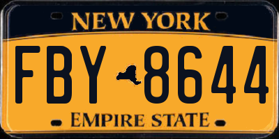 NY license plate FBY8644