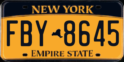 NY license plate FBY8645