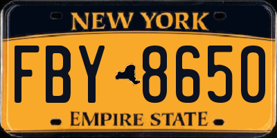 NY license plate FBY8650