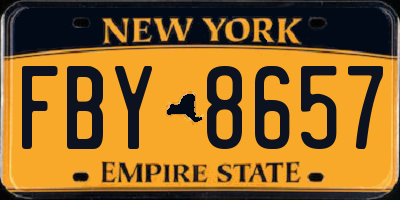 NY license plate FBY8657
