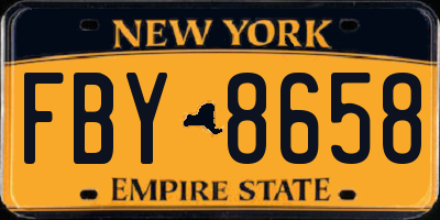 NY license plate FBY8658