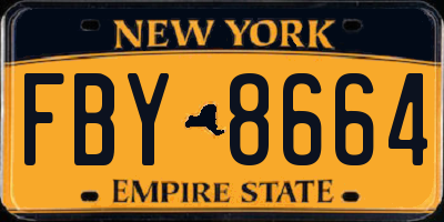 NY license plate FBY8664