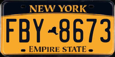 NY license plate FBY8673