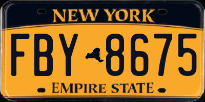 NY license plate FBY8675