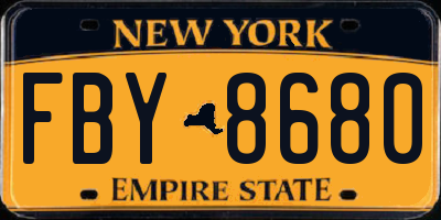 NY license plate FBY8680