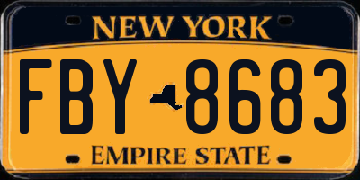 NY license plate FBY8683
