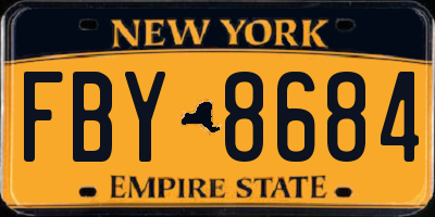 NY license plate FBY8684
