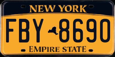 NY license plate FBY8690
