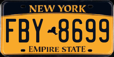 NY license plate FBY8699