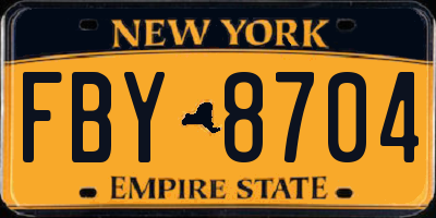 NY license plate FBY8704