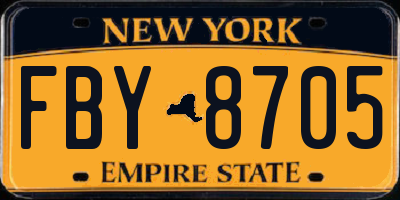 NY license plate FBY8705