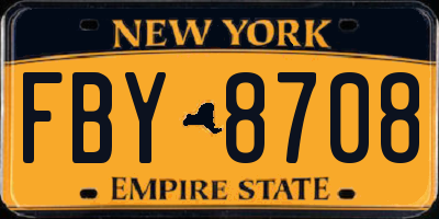 NY license plate FBY8708