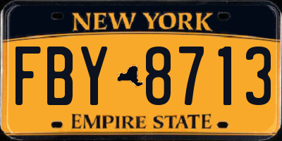 NY license plate FBY8713