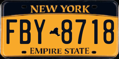 NY license plate FBY8718