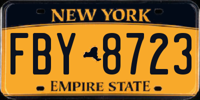 NY license plate FBY8723