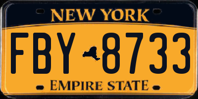 NY license plate FBY8733