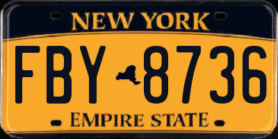 NY license plate FBY8736