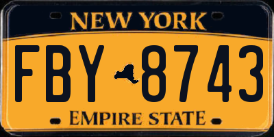 NY license plate FBY8743