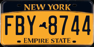 NY license plate FBY8744