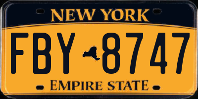 NY license plate FBY8747