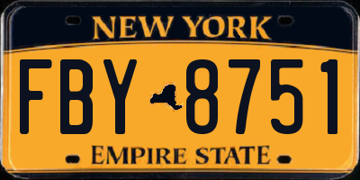 NY license plate FBY8751