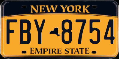 NY license plate FBY8754