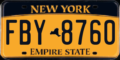 NY license plate FBY8760