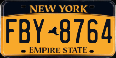NY license plate FBY8764