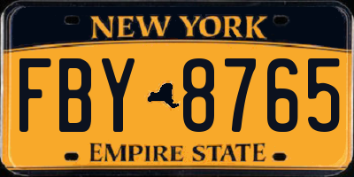 NY license plate FBY8765