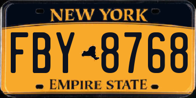 NY license plate FBY8768