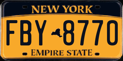NY license plate FBY8770