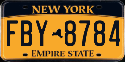 NY license plate FBY8784