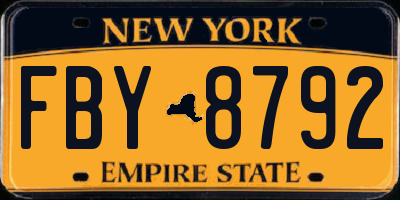NY license plate FBY8792