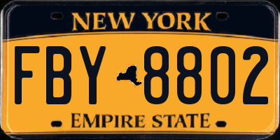 NY license plate FBY8802