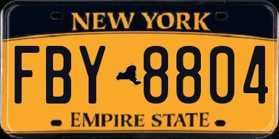 NY license plate FBY8804