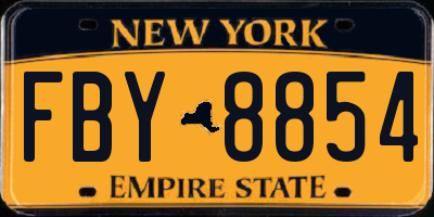NY license plate FBY8854