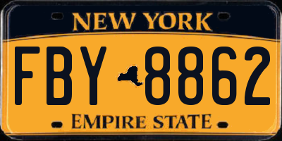 NY license plate FBY8862