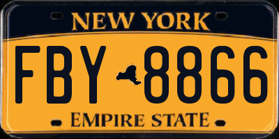 NY license plate FBY8866
