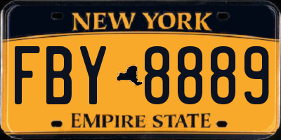 NY license plate FBY8889