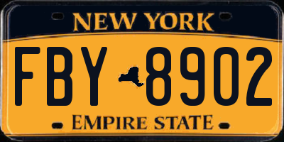 NY license plate FBY8902