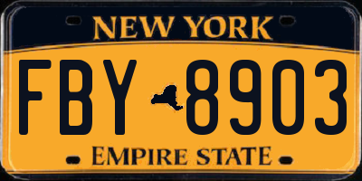 NY license plate FBY8903
