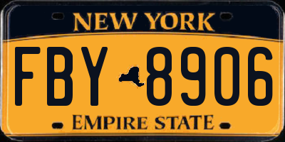 NY license plate FBY8906