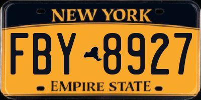 NY license plate FBY8927