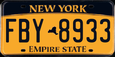 NY license plate FBY8933