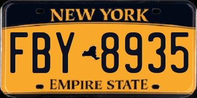 NY license plate FBY8935